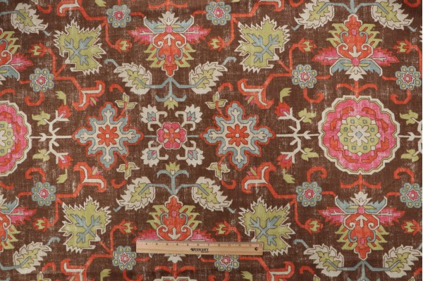 Click for 1.25 Yards Thibaut Mahal F964133 Printed Linen Blend Drapery Fabric in Chocolate Thibaut Mahal F964133 Printed Linen Blend Drapery Fabric in Chocolate
