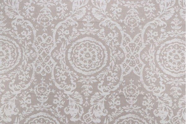 Thibaut Sansome F94155 Printed Linen Blend Drapery Fabric in White on Natural