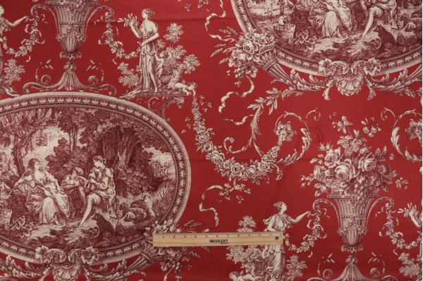 Thibaut Biltmore F97317 Printed Cotton Drapery Fabric in Red on Red