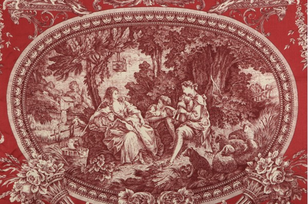 Thibaut Biltmore F97317 Printed Cotton Drapery Fabric in Red on Red
