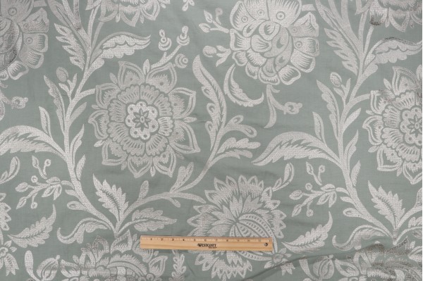 Thibaut Rivera W713018 Embroidered Drapery Fabric in Green on Seaglass
