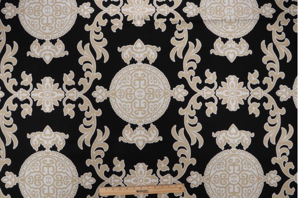 Click for 1.75 Yards Thibaut Hallie F936114 Printed Linen Blend Drapery Fabric in Black and Beige Thibaut Hallie F936114 Printed Linen Blend Drapery Fabric in Black and Beige