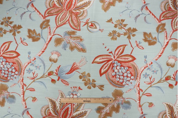 Thibaut Donegal F913003 Printed Linen Blend Drapery Fabric in Seafoam