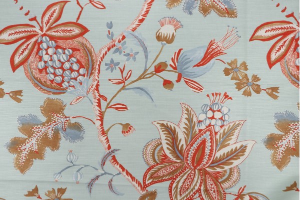 Thibaut Donegal F913003 Printed Linen Blend Drapery Fabric in Seafoam