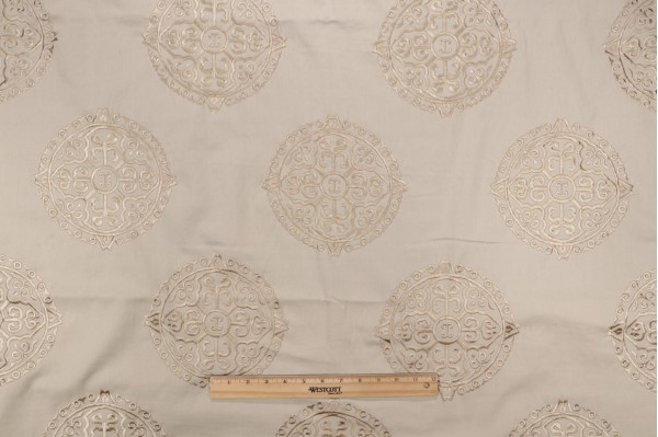Thibaut Halie W736102 Embroidered Drapery Fabric in Neutral