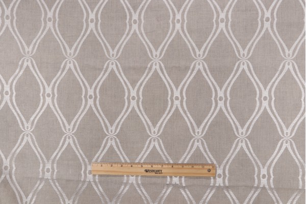 Thibaut Frankfurt W74107 Embroidered Linen Drapery Fabric in Natural Linen