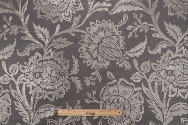 1 Yard Thibaut Rivera W713019 Embroidered Cotton Drapery Fabric in Grey/Grey
