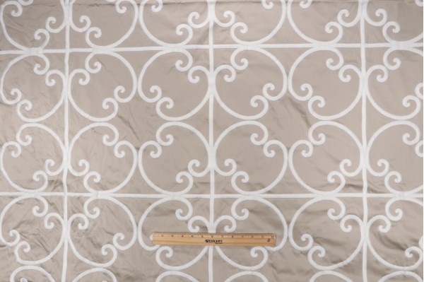 Thibaut Cernobbia W714202 Embroidered Drapery Fabric in Beige