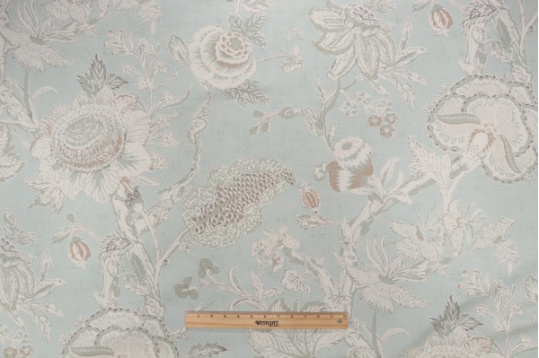 Thibaut Rittenhouse F94149 Printed Cotton Blend Drapery Fabric in Sea Glass