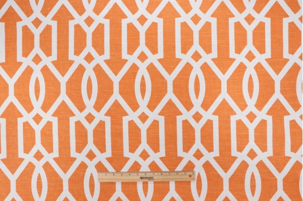 Thibaut Downing Date F916049 Printed Linen Blend Drapery Fabric in Tangerine