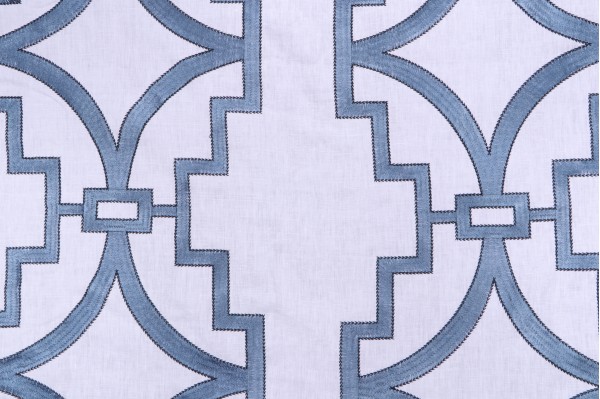 Anna French Songyue W736144 Embroidered Drapery Fabric in Blue for Thibaut