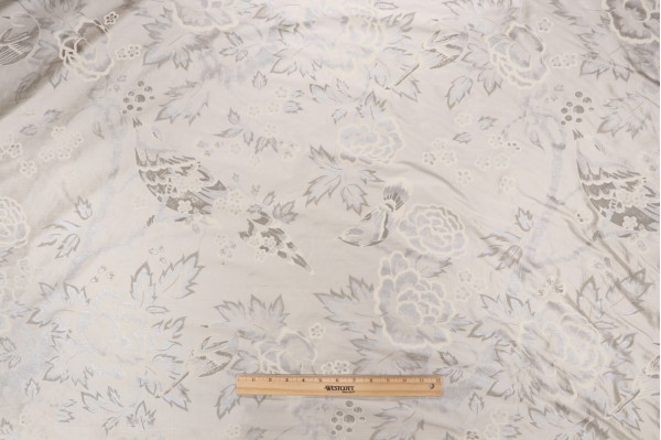Thibaut Songbirds AF1363 Printed Silk Drapery Fabric in Cream