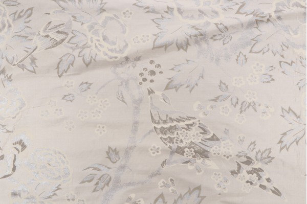 Thibaut Songbirds AF1363 Printed Silk Drapery Fabric in Cream