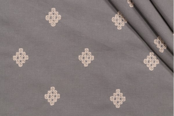 Anna French Zambia W736118 Embroidered Drapery Fabric in Grey for Thibaut