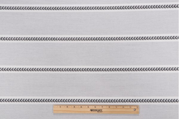 Thibaut Saybrook Stripe W80792 Woven Solution Dyed Acrylic Outdoor Fabric in Charcoal and Sterling