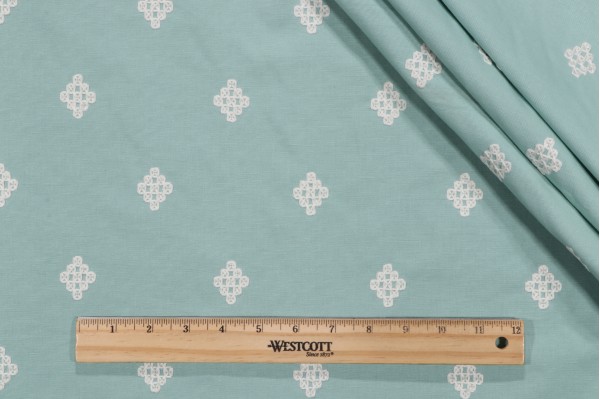 Click for 11 Yards Thibaut Zambia W736119 Embroidered Cotton Drapery Fabric in Aqua Thibaut Zambia W736119 Embroidered Cotton Drapery Fabric in Aqua
