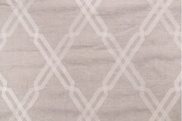 Thibaut Fusion Trellis W736148 Embroidered Linen Drapery Fabric in Natural