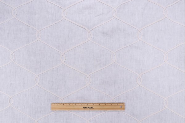 Click for 12 Yards Thibaut Theresa Trellis AW7853 Embroidered Drapery Fabric in White Thibaut Theresa Trellis AW7853 Embroidered Drapery Fabric in White