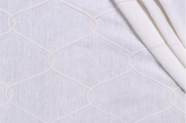 Click for 12 Yards Thibaut Theresa Trellis AW7853 Embroidered Drapery Fabric in White Thibaut Theresa Trellis AW7853 Embroidered Drapery Fabric in White