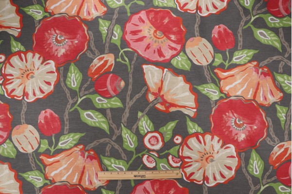 Thibaut Nassau F916067 Printed Linen Blend Drapery Fabric in Grey