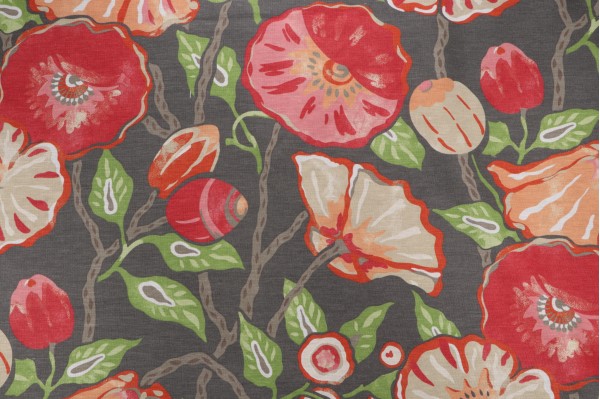 Thibaut Nassau F916067 Printed Linen Blend Drapery Fabric in Grey