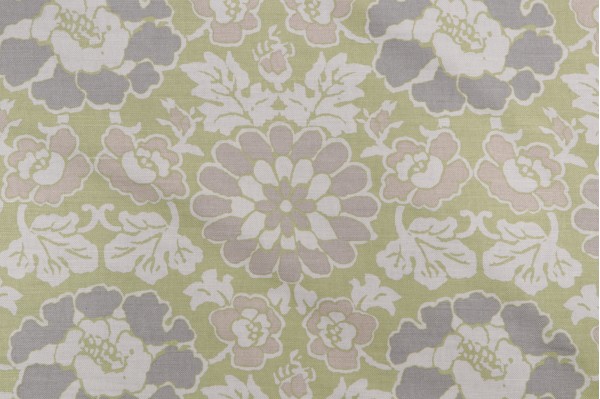 Anna French Shima AF2586 Printed Linen Blend Drapery Fabric in Apple Green for Thibaut