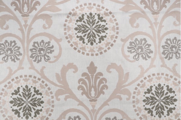 Thibaut Banyan W764101 Printed & Embroidered Drapery Fabric in Grey and Natural