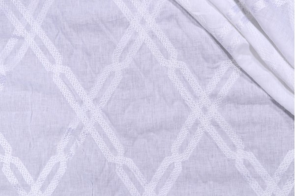 Click for 6.88 Yards Thibaut Fusion Trellis W736150 Semi-Sheer Embroidered Linen Drapery Fabric in White Thibaut Fusion Trellis W736150 Semi-Sheer Embroidered Linen Drapery Fabric in White