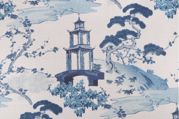 Sample of Regal Fabrics Zen Printed Polyester Drapery Fabric in Indigo 