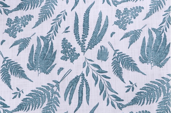 Sample of Premier Prints Fern-Slub Canvas Printed Cotton Drapery Fabric in Blue Springs 