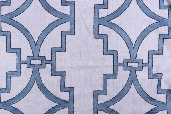 Anna French Songyue W736144 Embroidered Drapery Fabric in Blue for Thibaut