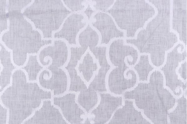 Thibaut Ogden W714211 Embroidered Linen Drapery Fabric in White on White