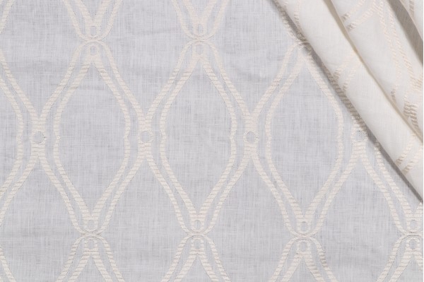 Click for 2.25 Yards Thibaut Frankfurt W74108 Embroidered Linen Drapery Fabric in White Thibaut Frankfurt W74108 Embroidered Linen Drapery Fabric in White