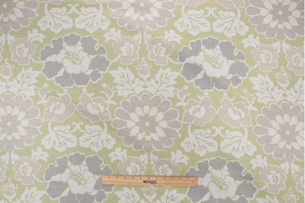 Anna French Shima AF2586 Printed Linen Blend Drapery Fabric in Apple Green for Thibaut