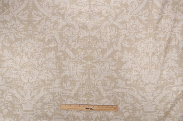 Thibaut Residence Damask F91348 Printed Linen Blend Drapery Fabric in Flax