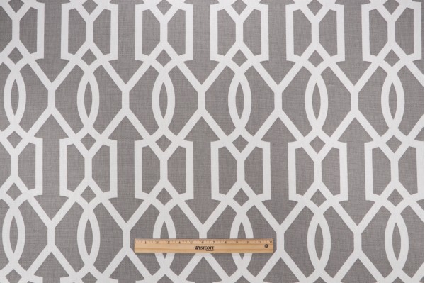 Thibaut Downing Gate F916050 Printed Linen Blend Drapery Fabric in Grey