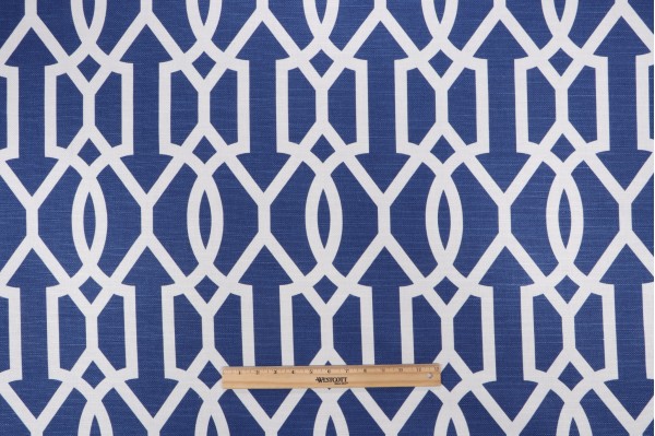 Thibaut Downing Gate F916047 Printed Linen Blend Drapery Fabric in Navy