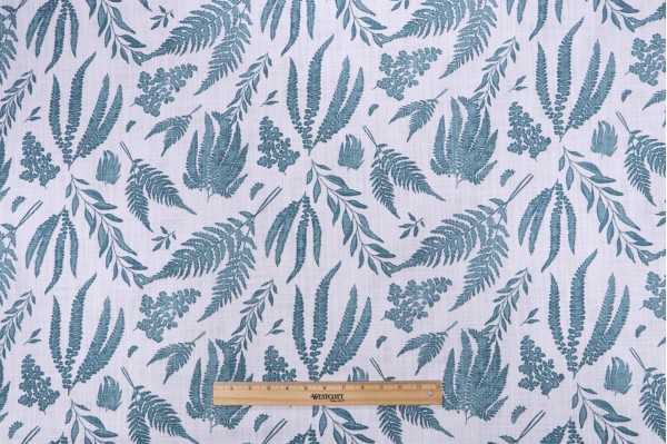 Sample of Premier Prints Fern-Slub Canvas Printed Cotton Drapery Fabric in Blue Springs 