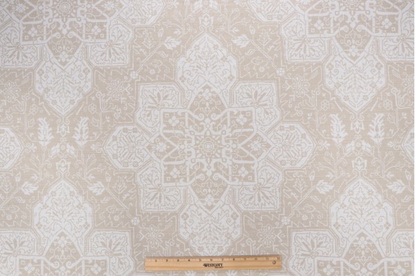 Thibaut Tarragon F964123 Printed Linen Blend Drapery Fabric in Beige 