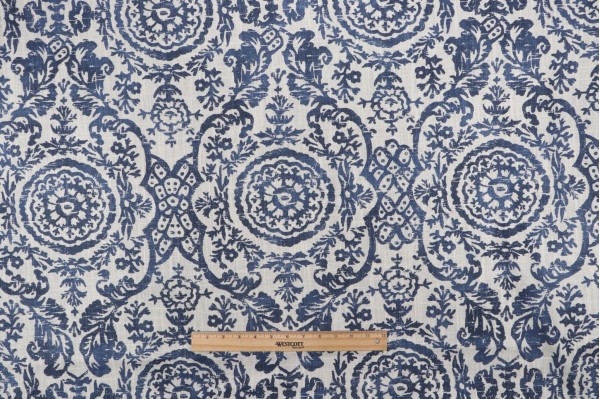 Thibaut Sansome F94151 Printed Linen Blend Drapery Fabric in Natural