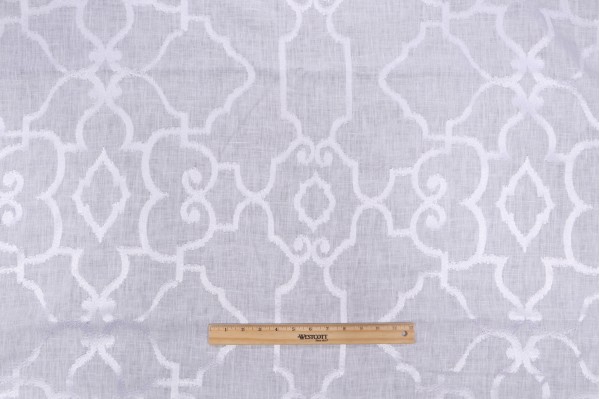 Thibaut Ogden W714211 Embroidered Linen Drapery Fabric in White on White