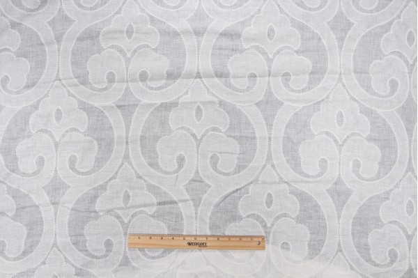 Thibaut Clovis W714263 Sheer Embroidered Linen Drapery Fabric in Off-White