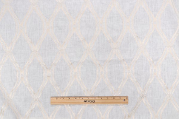 Thibaut Frankfurt W74108 Embroidered Linen Drapery Fabric in White