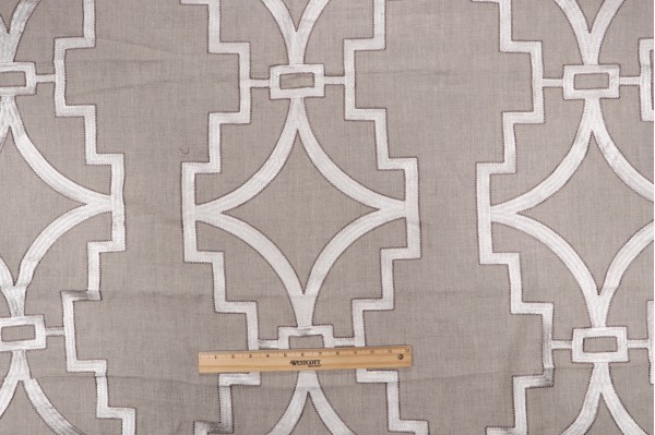 Anna French Songyue W736147 Embroidered Drapery Fabric in Natural for Thibaut