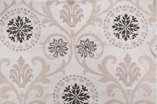 Thibaut Banyan W764101 Printed & Embroidered Linen Drapery Fabric in Grey