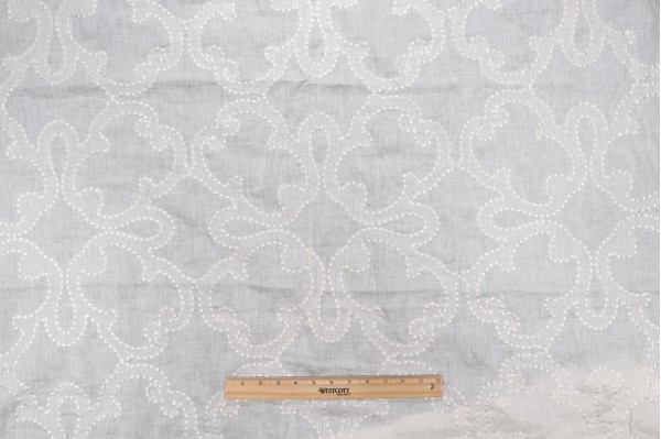 Thibaut Park Slope W764118 Embroidered Drapery Fabric in White