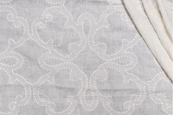 Thibaut Park Slope W764118 Embroidered Drapery Fabric in White