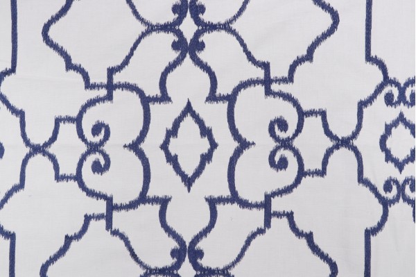 Thibaut Ogden W714212 Embroidered Cotton Drapery Fabric in Blue