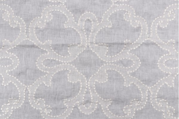 Thibaut Park Slope W764118 Embroidered Linen Drapery Fabric in White