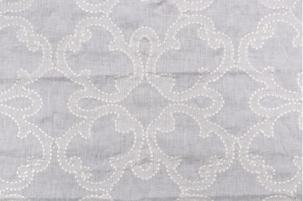 Thibaut Park Slope W764118 Embroidered Linen Drapery Fabric in White